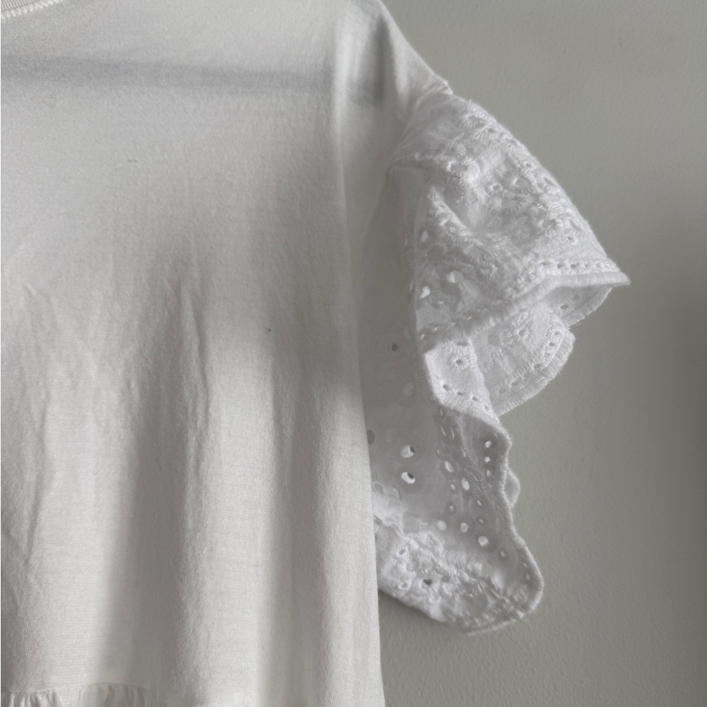 NWT AG Adriano Goldschmied White Eyelet Flutter Sleeve Dress - Picture 3 of 5